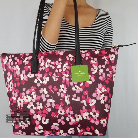 Kate Spade Nyssa Lane Cherry Floral Tote NWT Bag - Picture 4 of 8
